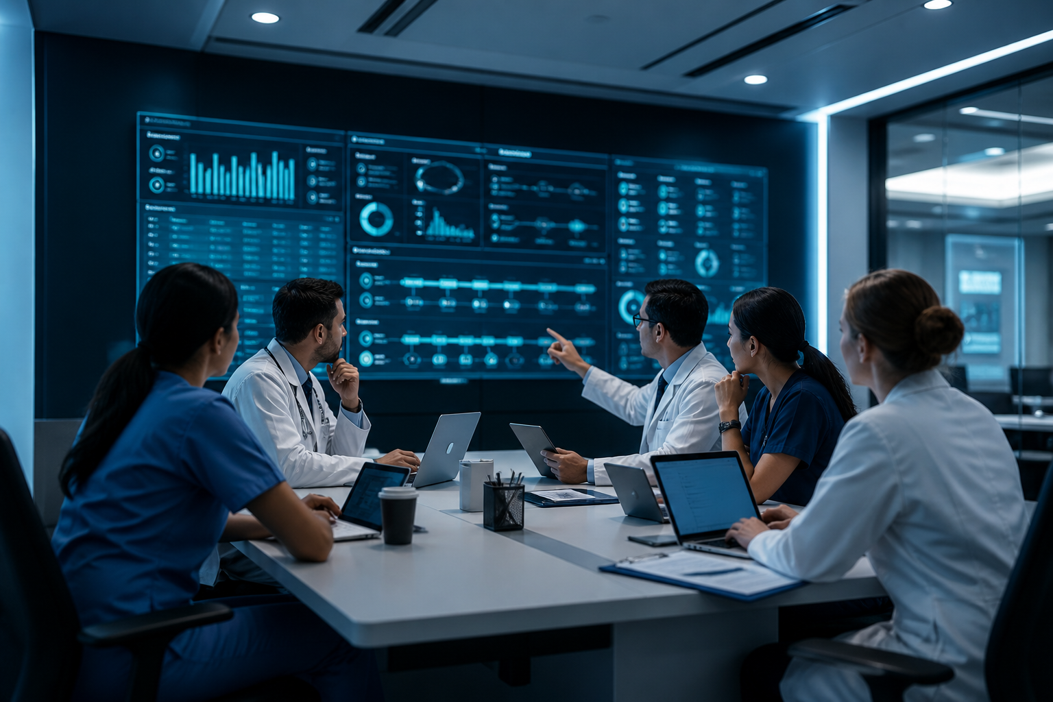 Clinical team reviewing patient operations